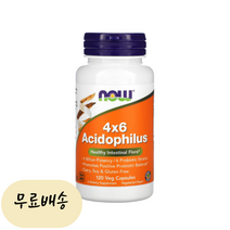 (NOW) 나우푸드 4x6 애시도필러스 유산균 식물성 캡슐 120정 프로바이오틱스 플로라 락토바실러스 Flora, 6개