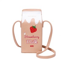 PU 휴대 전화 가방 한 어깨 대각선 과일 화장품 가방 대용량 크리 에이 티브 메신저 가방 우유 상자 가방