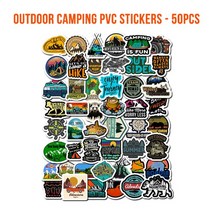 디자인그레이 캠핑용 PVC 스티커 50pcs - 3종 맥북 노트북 스케이트보드 캐리어 쿨러, 1-캠핑스티커