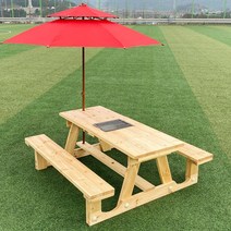 튼튼테이블 바베큐야외테이블사이즈색상선택 정원 불판테이블 김건모테이블, 06. 10인 개방형 바베큐테이블 월넛도색