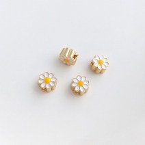 보색 14K 가방 금방울 오일 미니 데이지 비즈 펜던트 팔찌 목걸이 핸드메이드 액세서리 팔찌 DIY 액세서리 재료, 아기데이지격구1개【6mm】