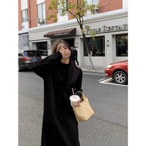 yuldong 니트롱원피스 고급스러운 가을겨울 니트원피스 데일리 터틀넥 체형커버 여성원피스