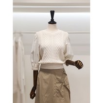 주크 린넨혼방 소매배색 패턴 니트 v242ksk933(628682 )