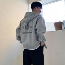 베럴댄나우 오버핏 왕관로고 프린팅 기모 후드집업
