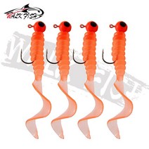 텃밭 관리기 농업용관리기 도보 물고기 4PCS 3.5g 지그 후크 6cm 소프트 테일 루어 미끼 웜 구더기 실리카, 08 Orange