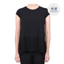 미네미샵 국산 인견 밑단쉬폰 캡나시 블라우스