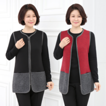 모슬린 여성 엄마옷 라운드 배색 조끼 FVE210228 마담/미시옷/중년여성의류/빅사이즈/40대/50대/60대여성옷