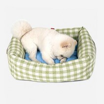 이지 체크 베드 강아지 사각 쿠션 방석 애견 용품, 레드
