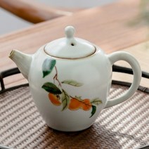 호화랑 티포트 경덕진 도자기주전자 수작업 다기세트 예쁜개완 백자 여요개완 tt746, I.汝窑怡然壶柿柿如意, 1개