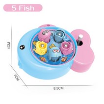 자석낚시놀이 Fishing Toys for Children Boys Girls Magnetic Fish Game Electric Musical Rotating Board Play, 5 Fish