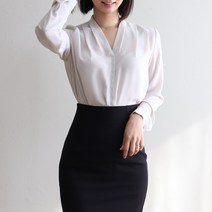 루즈디 핀턱 브이넥 쉬폰 긴팔 블라우스 (5컬러)
