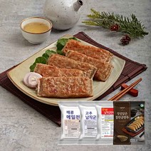 [풀잎마켓]매콤 메밀전병 1.2kg+철판군만두 1.4kg+고추납작군만두 1.5kg+불짬뽕 납작군만두 1kg (총4봉)