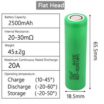 호환제품 새로운 joym 18650 배터리 2500mAh INR1865025R 20A 방전 리튬 2500 25R, 07 10 PCS