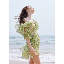 싼야 사진촬영 초선화 비치 스커트 자그마한 꽃무늬 원피스 여 여름 해변가 투어룩