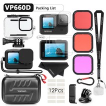 Vamson-고프로 히어로 11 10 용 방수 하우징 케이스 고프로 9 액세서리 VP660 블랙 다이빙 보호 수중 커버, [05] VP660D