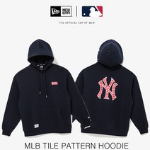 뉴에라 13338634 MLB 타일 패턴 뉴욕 양키스 후드 모자 티셔츠 네이비, 없음