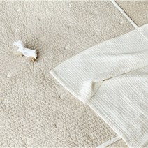 돗투돗x마롤로뜨 아기 이불 자수 누빔 패드 유아 요, 자수 누빔 패드 이불 - 베이지덕