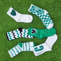 베르데 골프 초록 하트 그린 여성 미들 중목 양말, 물결