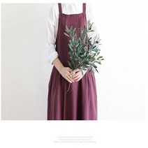 강남콩 원피스 앞치마 버튼앤톤 단아한 오버사이즈 빅사이즈, 와인