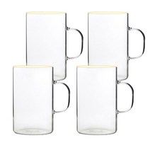홈카페 Bestra 골드라인 내열유리컵 머그컵, 손잡이 530ml×4개