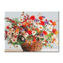 (대형 물감 3배) 모모픽스페인팅 WK19 꽃바구니 75x60cm DIY명화그리기 세트 유화 꽃그림 풍경