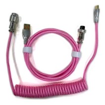 기계식 키보드 케이블 와이어 기계식 키보드 USB 케이블 비행기 커넥터, 분홍색