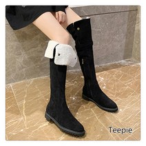티피 여성 패션 개성 도톰하다 보온 라이더 롱 부츠
