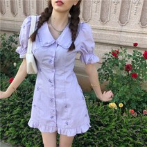 퍼프소매원피스 플랫카라 여성 봄계절 2023 프렌치 소프트스타일 작은 키 첫사랑 4992855227
