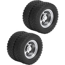 Keenso 2 Pcs RC Beadlock Wheel Hub Front/Rear Rubber Low Loader Wheels Tyre with CNC Aluminum Rims, 한개옵션0