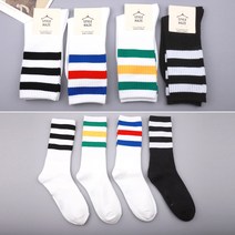 스타일헤이즈 당일출고(15시주문까지) 트리플라인4개세트 삼선양말 남녀공용 국내생산 스포츠 헬스 런닝 패션양말 장목 학생 남자남성 여자 여성 긴양말 중목 커플 단체 교복 조거팬츠양말