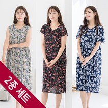 [2종] 여름 여성 냉장고 쿨냉감 원피스 집콕룩 나시 캡소매 반팔 원피스