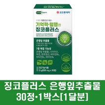 기억력 혈행엔 징코플러스 징코 은행잎추출물 플라보놀배당체 영양제 비타민B 아연 나이아신 판토텐산 노인 부모님 수험생, 1박스