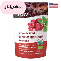 LOOV 루브 핀란드산 링곤베리 파우더 무설탕 분말 4온스 113g 22일분, 1개, 기본