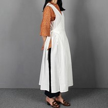 아이보리앤코 단아 장금이 앞치마 원피스형앞치마 한복스타일 화이트앞치마, 1개