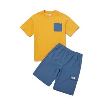 [국내매장판]노스페이스 반팔 반바지 세트 키즈 캠퍼 크루 세트 NT7UP11U_LBE