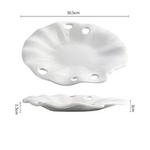 북유럽풍 호텔 탁상용 연꽃 잎 릴리프 디저트 오거나이저 창의적인 차가운 음식 접시 주방 식기 가벼운 럭셔리 세라믹 플레이트, [02] B