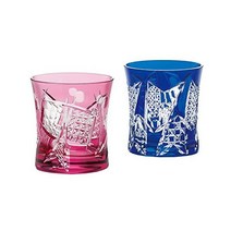 텀블러 물컵 도요 사사키 유리 야치요 키리코 가메코 무늬 그린 280ml 일본제 LS19590SCGC681, 280ml_망치 & 야나기 무늬 | 핑크 & 블루