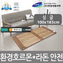 한일생활과학 프리미엄 거실 전기 장판 매트 바닥 환경호르몬 라돈안심 전기매트, 현대L&C 대청 전기장판 싱글(100*183/바닥용)
