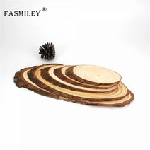 큰 자연 타원형 나무 조각 원 나무 껍질 로그 디스크 DIY 공예 웨딩 파티 그림 장식 30-35cm 1 개 wd05 나무껍질, 1 센치메터
