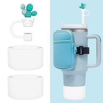 정품 스탠리 stanley2.0 물병 파우치 1.2L(40온스)/887.2ml(30온스) 스탠리용 컵 액세서리 가방 1개 빨대 커버 캡 2개 흘림 방지 스토퍼 미끄럼 실리, Blue-Set