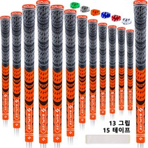 SAPLIZE 골프 그립 표준형/중형 15개 무료 테이프가 포함된 13개의 그립 다중 복합 하이브리드 골프 클럽 그립 6가지 색상 옵션, 중형, 오렌지