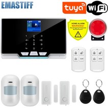 연기감지 누수감지 화재감지 소방tuya smart wifi gsm security alarm system works with alexa home burglar 모션 감지기 ip, 협력사, w3b2