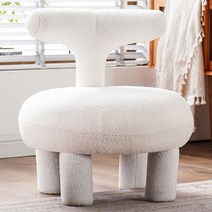 낮은 양털 의자 라운지 스툴 모던 디자인 1인용 양모, 라지-화이트 램스울[T타입]