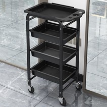 튼튼한 피부 미용 웨건 서랍트롤리 미용실 이동식 카트 4단 5단 트롤리 네일샵, 공식 표준, 0x0x0cm, A 4레이어 블랙 - 3홀 플레이트