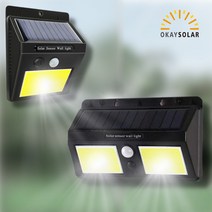 태양광 COB LED 센서등 동작 감지등 외부 태양열 벽부등 외벽등 대문등, 2면(96 COB 램프)