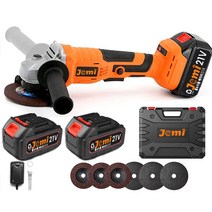 Jemi 21V 코드리스 각도 전동 그라인더 브러시리스 모터 125mm 휠 직경 및 8000RPM 속도 전동 그라인더, 1x 배터리, 플라스틱 상자