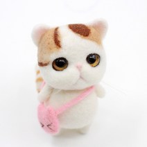 jiwuo 양모 펠트 포크 diy 재료 패키지 키트 양모 바늘 비 완성 귀여운 동물 고양이 인형 여성 펜던트, 2