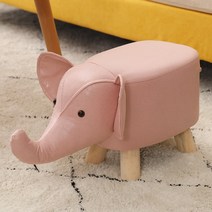 신스엔스 동물 인조가죽 미니 스툴 의자, 핑크코끼리