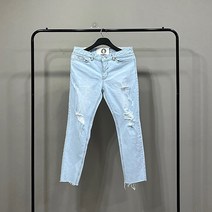 맨스토리 S/S 남자 bts 디스트로이드 연청 슬림핏 스판 9부 청바지