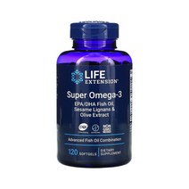 라이프익스텐션 슈퍼 오메가 3 EPA/DHA 피쉬 오일 소프트젤 120 정 리그난올리브 추출물 함유, 120정, 1개